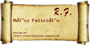 Rácz Felicián névjegykártya